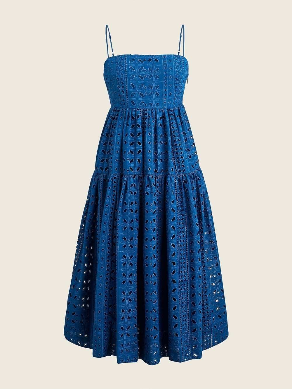 EUC J.CREW TIE BACK EYELET TIERED MIDI DRESS SIZE 16